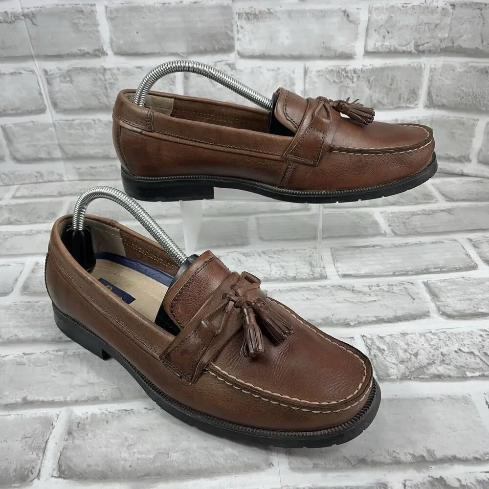 Bass Adams II Men's Size 8.5 Brown Leather Tassel Comfort Loafers Shoes